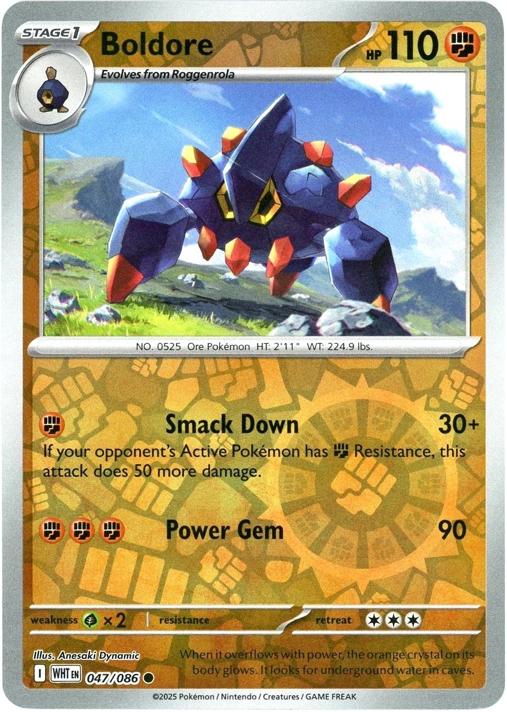 White Flare Boldore [Reverse] Pokémon card